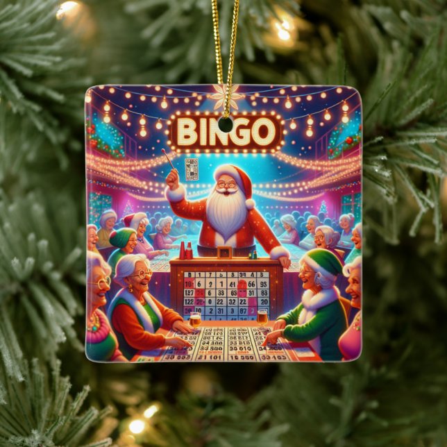 Bingo Game med jultomten Julgransprydnad Keramik (Träd)