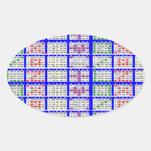 Bingo Game Mönster Large Grid Ovalt Klistermärke