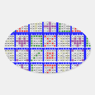 Bingo Game Mönster Large Ovalt Klistermärke