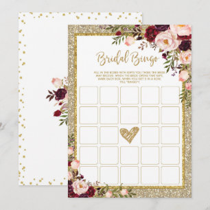 Bingo Guld Glitter Marsala Showame Inbjudningar