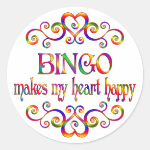Bingo Heart Lycklig Runt Klistermärke