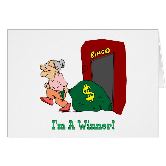 Bingo - I-förmiddag en vinnare Hälsningskort (Framsidan Horizontal)