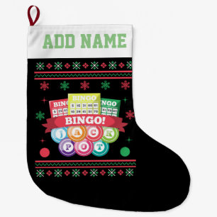 Bingo Jackpot Ugly jul Sweater Stor Julstrumpa