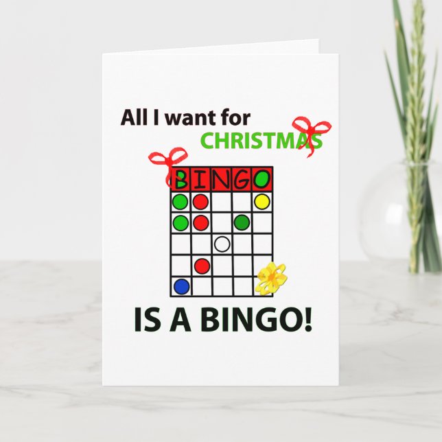 BINGO Jag vill ha en bingo till jul Helgkort (Framsida)