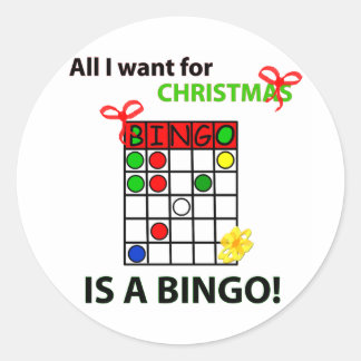 BINGO Jag vill ha en bingo till jul Runt Klistermärke