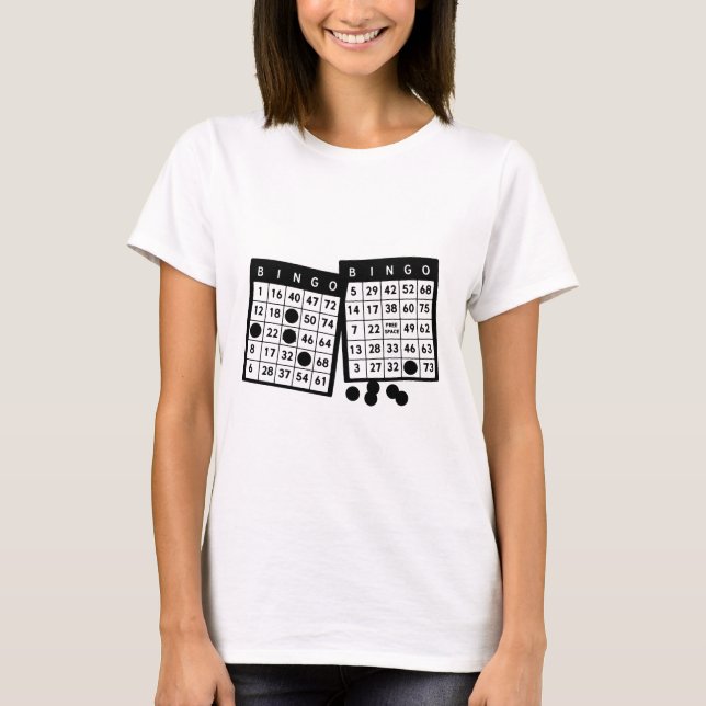 Bingo-kort chip-spelkonstillustration t shirt (Framsida)