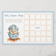 Bingo-kort för baby Bird Hating Blue Baby Shower
