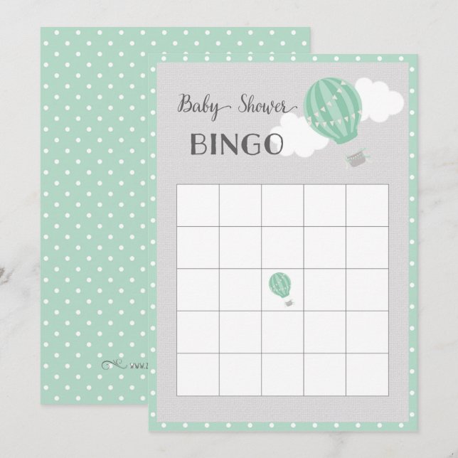 Bingo-kort för babyskor för luftballong inbjudningar (Fram/baksida)