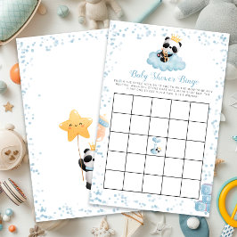 Bingo-kort för Bear Blue Baby Shower Panda Bingo