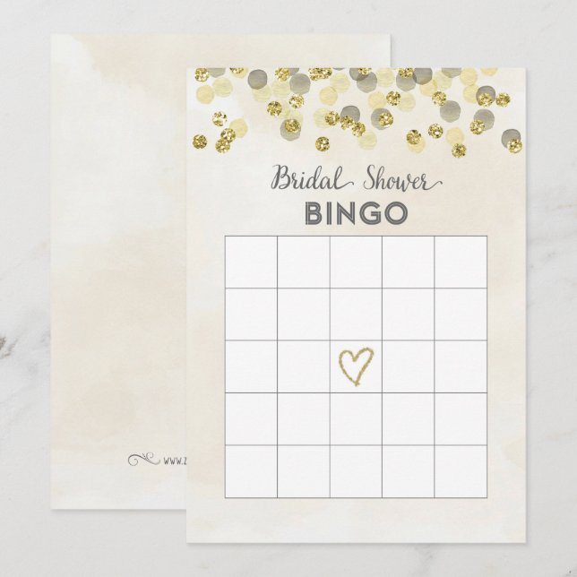 Bingo-kort för Möhippan Faux Guld Glitter Inbjudningar (Fram/baksida)