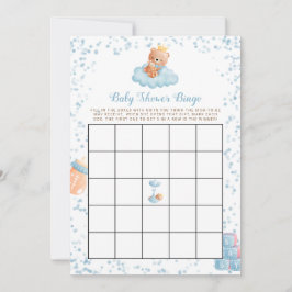 Bingo-kort för pojkvän Bear Blue Baby Shower Inbjudningar