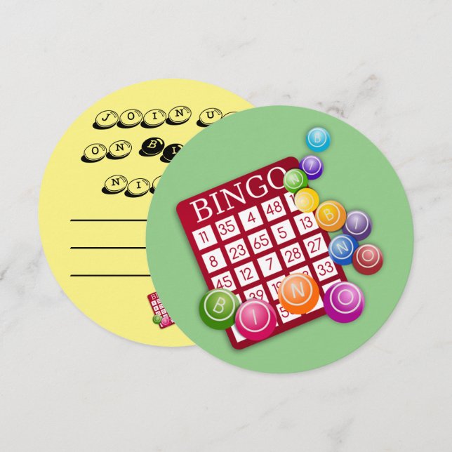 BINGO-kort med BINGO Bollar Inbjudningar (Fram/baksida)