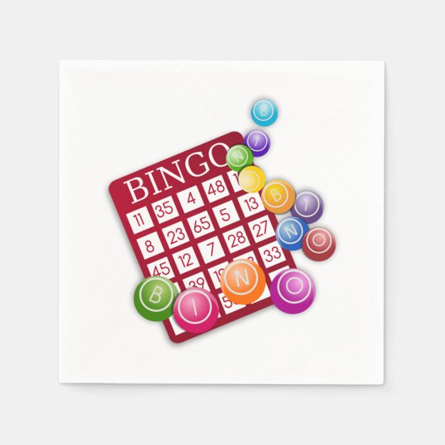 BINGO-kort med BINGO Bollar Pappersservett (Framsidan)