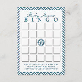 Bingo-kort med blå kompassburk, babyskor