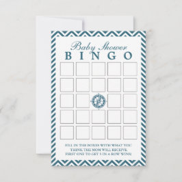 Bingo-kort med blå kompassburk, babyskor