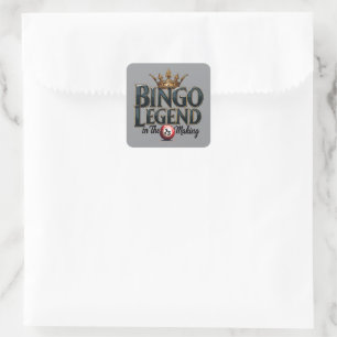 Bingo Legend Crowned i Guld Retro Typography Fyrkantigt Klistermärke