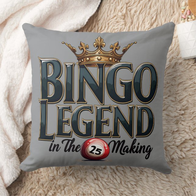Bingo Legend Crowned i Guld Retro Typography Kudde (Filt)