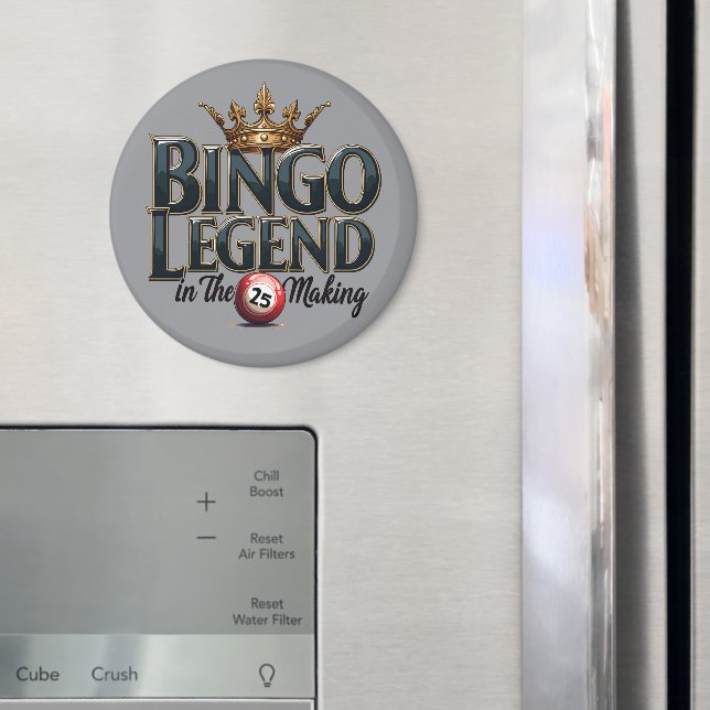 Bingo Legend Crowned i Guld Retro Typography Magnet (In Situ (Fridge))