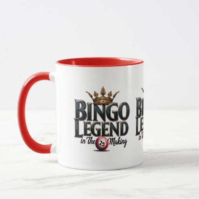 Bingo Legend Crowned i Guld Retro Typography Mugg (Vänster)