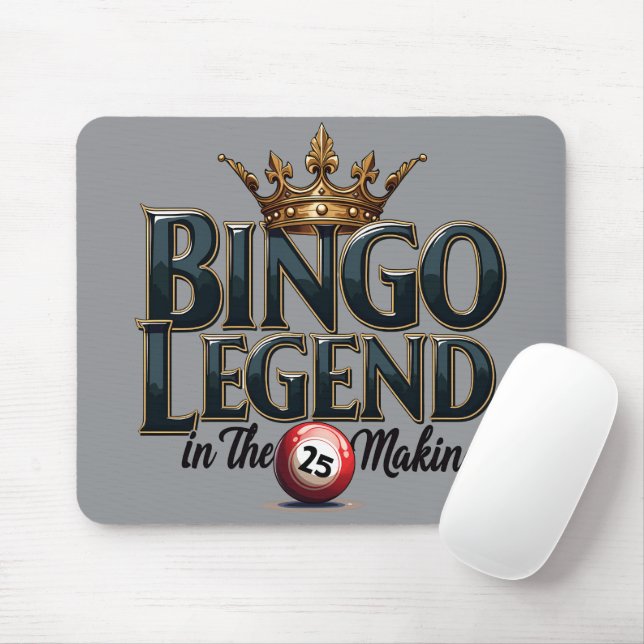 Bingo Legend Crowned i Guld Retro Typography Musmatta (Med mus)