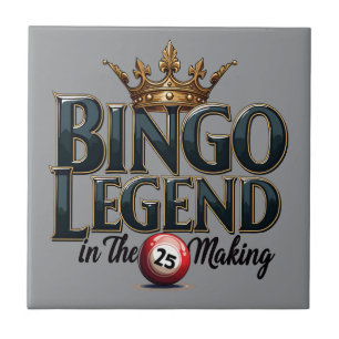 Bingo Legend Krönt i Guld Retro Typografi Kakelplatta