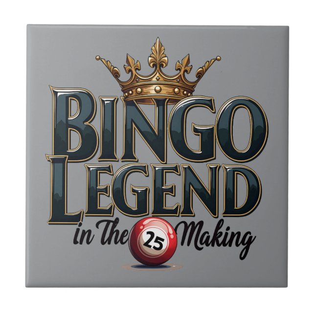 Bingo Legend Krönt i Guld Retro Typografi Kakelplatta (Framsidan)