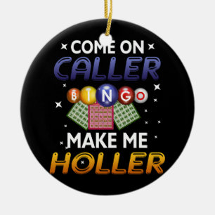Bingo Lottery Spame Lucky Players Kom on Caller Mo Julgransprydnad Keramik