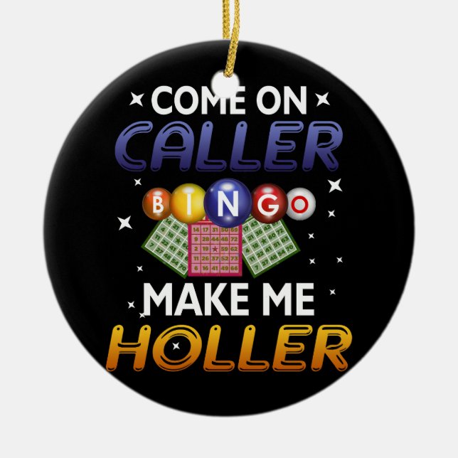 Bingo Lottery Spame Lucky Players Kom on Caller Mo Julgransprydnad Keramik (Framsidan)