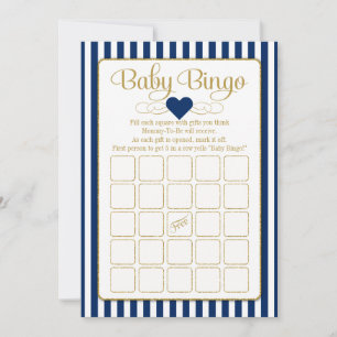 Bingo Navy Blue Guld Baby Shower Game Cards från b