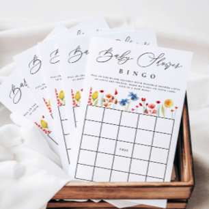 Bingo Pappert Bingo-kort för Wildblomsterbabyskor Flygblad