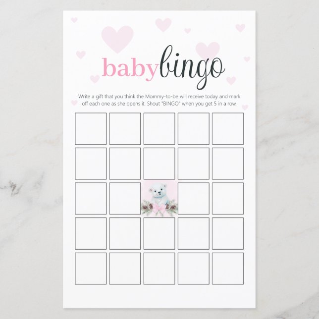 Bingo Party Rosa Hearts Bear Unge (Framsida)