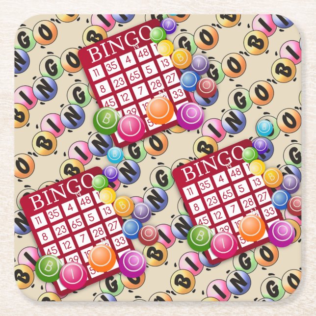 Bingo Party Underlägg Papper Kvadrat (Framsidan)