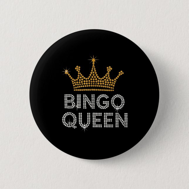 Bingo Queen Bingo Player Game Party Funny Women Gi Knapp (Framsida)