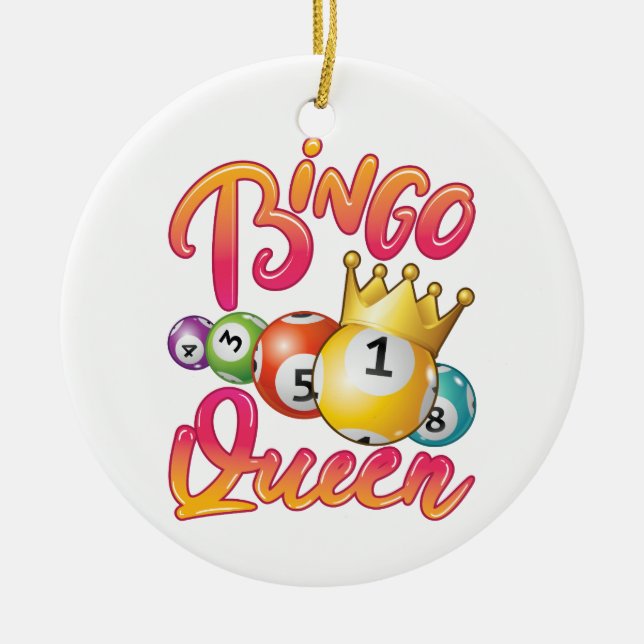 Bingo Queen Women Dam Player-spel Julgransprydnad Keramik (Framsidan)
