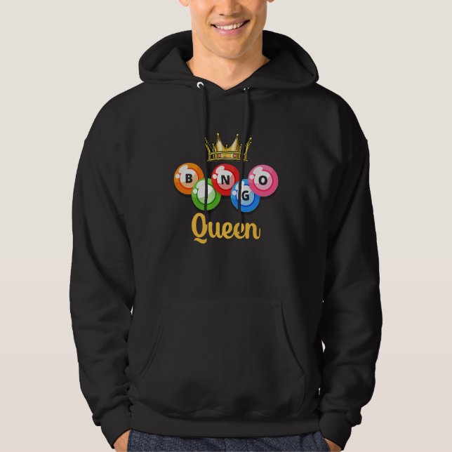 Bingo Queen Womens  Bingo Player Hoodie (Framsida)