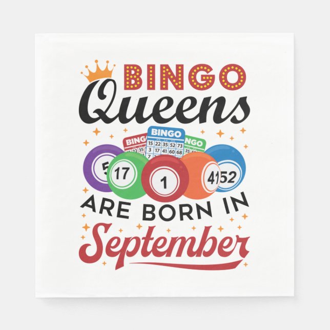 Bingo Queens är född i september Pappersservett (Framsidan)