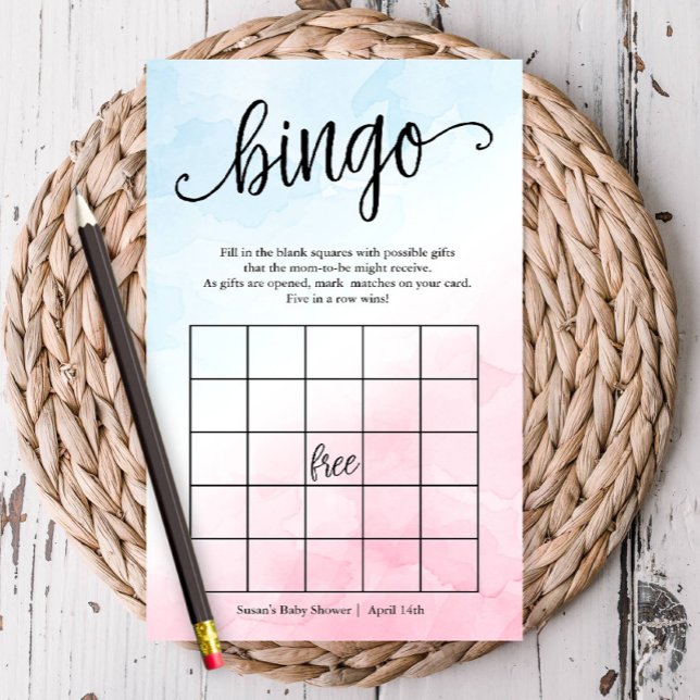 Bingo-Rosa för babykläder/Pappert spelkort Flygblad (Have some fun at your shower with this easy to play game of bingo!)