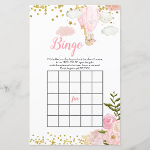 Bingo Rosa Varmt Luftballong Djungel Baby Shower