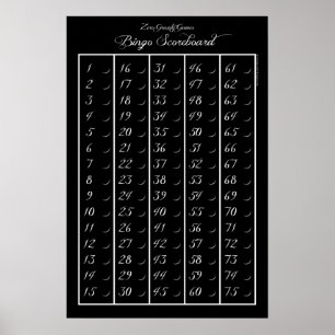 Bingo Scoreboard 75 - Zero Gravity Games (1,2 tum) Poster