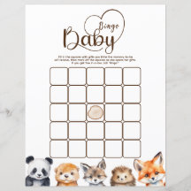 Bingo Skogsdjur Baby Shower-spel