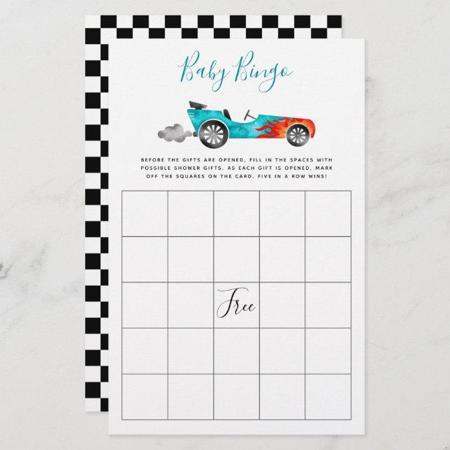 Bingo-spel för blå Tävling-bilbarnskor (Fram/baksida)