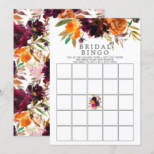 Bingo-spel för höstburgundy & Orange Blommigt Inbjudningar