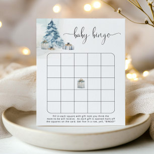 Bingo-spel för vinterblått gräs träd baby