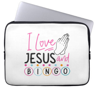 Bingo spelare Jesus Tro Kristen Jag älskar Jesus A Laptop Fodral