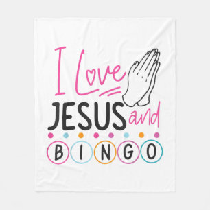 Bingo spelare Jesus Tro Kristen Jag älskar Jesus E Fleecefilt