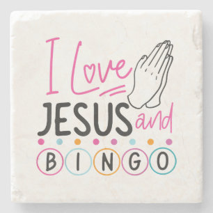 Bingo spelare Jesus Tro Kristen Jag älskar Jesus E Stenunderlägg
