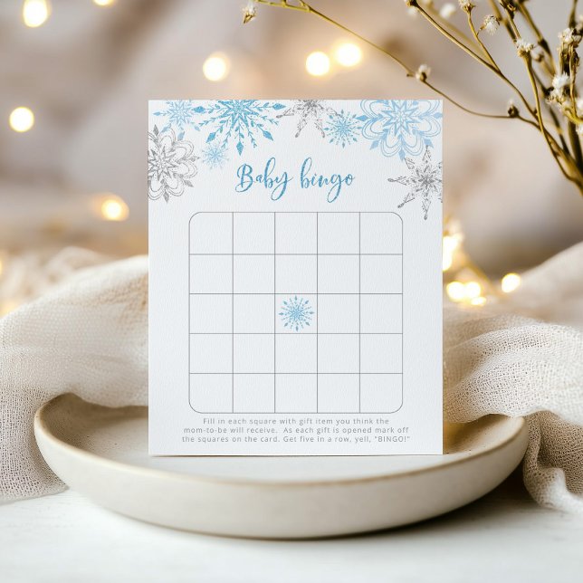 Bingo-spelet Blue silver snöflingor baby (Skapare uppladdad)