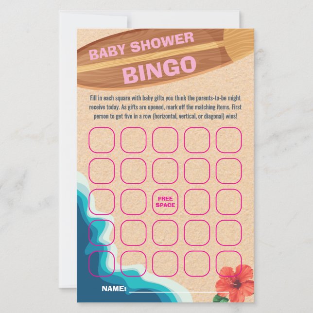 Bingo-spelkort för barn ombord på flicka (Framsida)