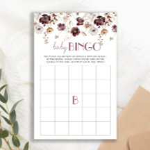 Bingo-spelkort för Blue Wildblommor Baby Shower