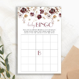 Bingo-spelkort för Blue Wildblommor Baby Shower